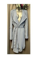 Aritzia Babaton Nwt Flowy Trench Coat In Smokey Blue Size Large Uk 12/ 14