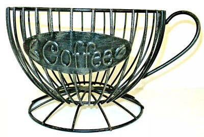 ''COFFEE POD / CAPSULE STORAGE HOLDER''  (BLACK METAL) ~ (8'' DIAMETER / 5.5'' TALL)