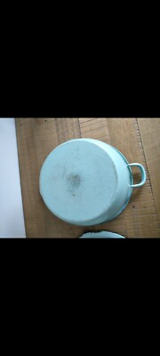 ANCIEN FAITOUT / Marmite En Tole Emaille Bleu/ Blanc Vintage EUR 45,00