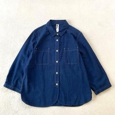 MARGARET HOWELL MHL. Cotton Indigo 9/10 Sleeve Shirt Size 3 Made In Japan