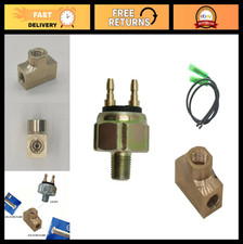 Low Pressure Hydraulic Brake Light Switch for Hot Rods, 45PSI Activation, Brass