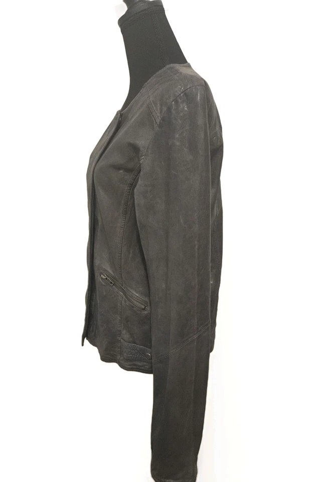 Chaqueta de cuero suave Jakett gris talla pequeña Foto 4 de 4