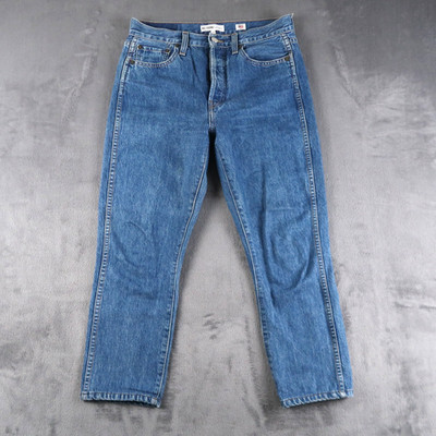 ReDone Originals High Rise Jeans Double Needle Crop Size 28 Straight Leg Cotton