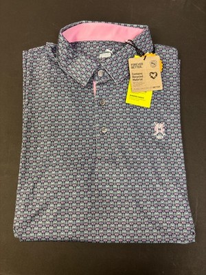 NWT MEN'S PUMA MATTR PALM DECO POLO, SIZE: XL, COLOR: NAVY