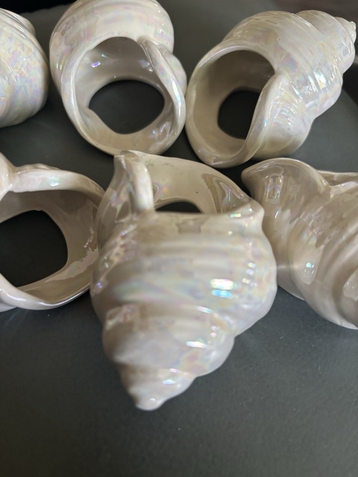 Set of Six Gorgeous Sea Shell Shaped Napkin Rings Cream Colored | eBay