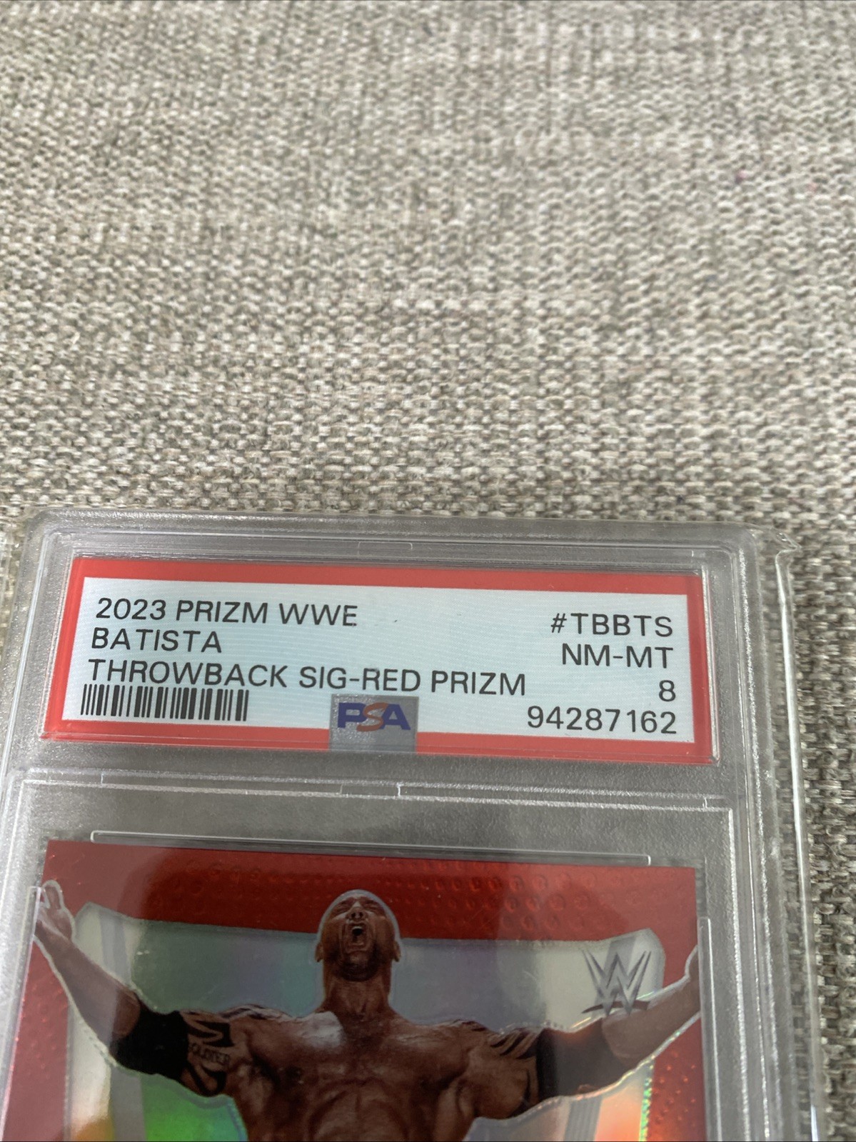 2023 Prizm WWE Batista #TB-BTS Throwback Signatures Premium Set /99 PSA 8 view 4