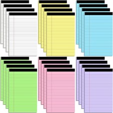 24 Pack Legal Notepads 5x8 - College Ruled Mini Writing Pads, 30 Sheets, Multico