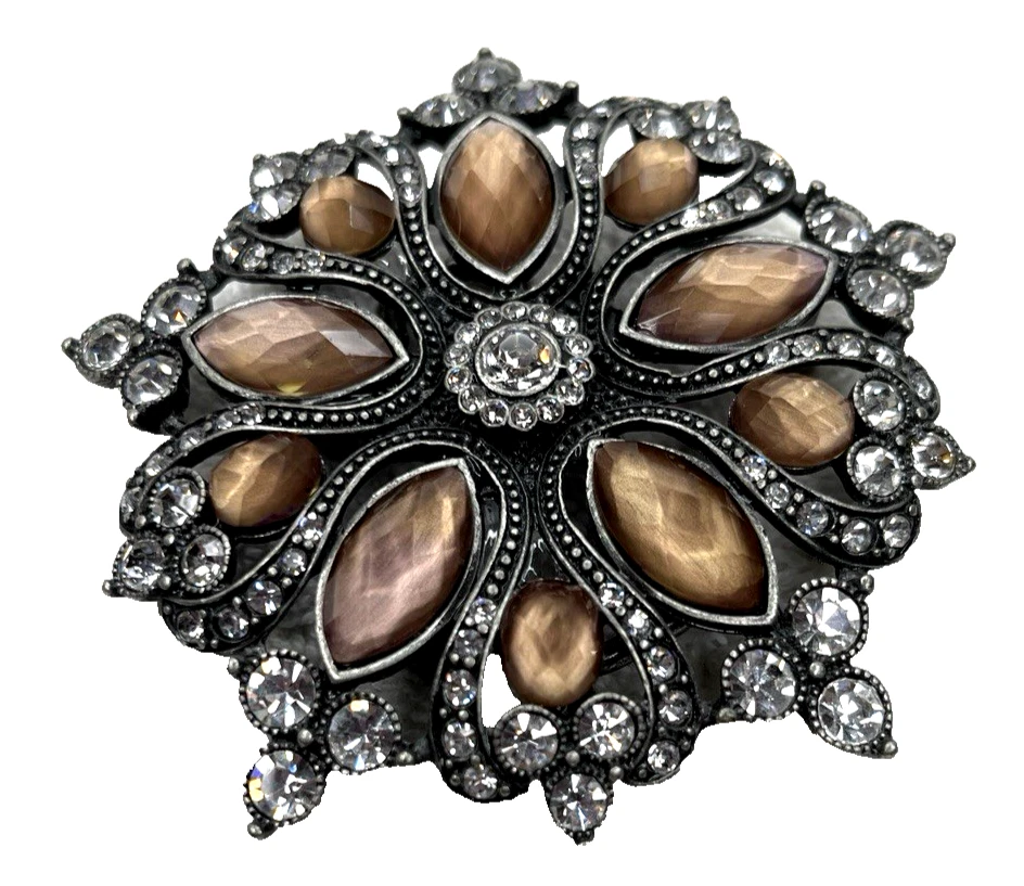 Fivela de cinto vintage floral strass tom prata metal vaqueira ocidental retrô - Imagem 3 de 4