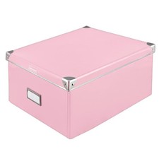 Idena Aufbewahrungsbox mit Deckel 36 x 28,2 x 17 cm pink Pappe faltbar