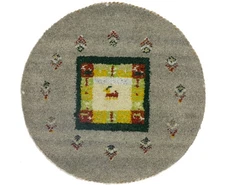 Oriental Round Rug Tribal Small 2X2 Indo-Gabbeh Hand-Knotted Wool Decor Carpet