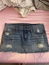 Vintage Y2K Abercrombie  Fitch Denim Mini Skirt Size 4 Distressed