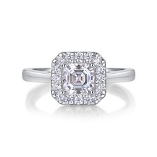 1ct Emerald Cut Moissanite Diamond Cluster Ring Engagement 925 Sterling Silver