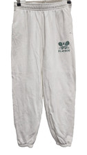 Playboy by Pacsun Womens Sweatpants Small White Embroidered Bunny Logo Grunge