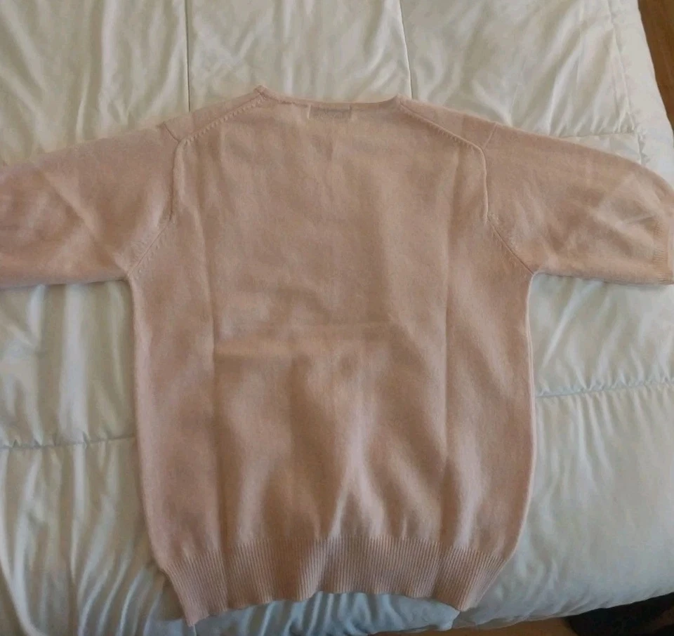 Suéter Pullover Para Mujer Lord & Taylor Rosa Dos Capas Cachemira Manga Corta Talla M Foto 4 de 4