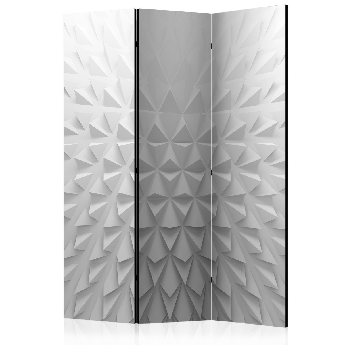 Paravent 3 volets Tetrahedrons 135x172cm en bois et toile intissée géométrique