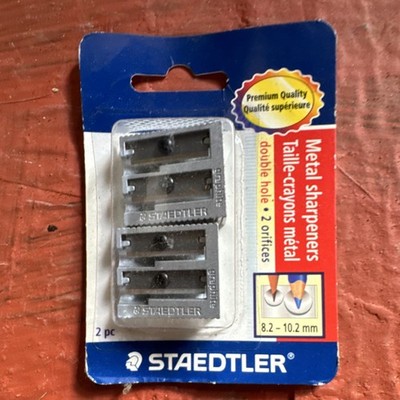 STAEDTLER Metal Double Hole Hand Held Pencil Sharpener 2 Pack 510 20 BK2
