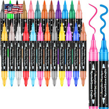 24 Colors Dual Tip Acrylic Paint Marker Pens Set, Multifunctional Acrylic Tips w