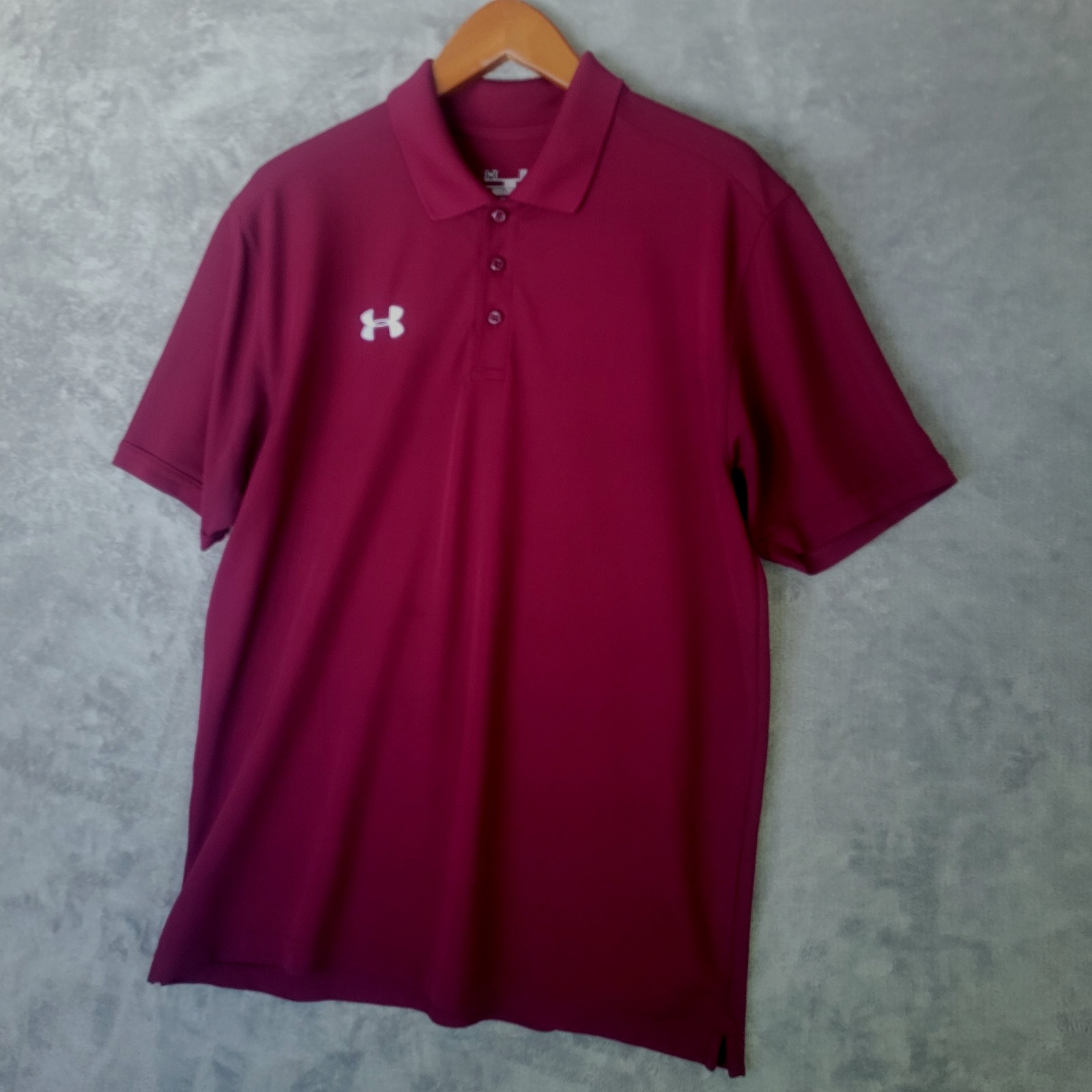 Under Armour HeatGear Polo Shirt Burgundy Deep Red Wine Mens Large Loose thumbnail 17