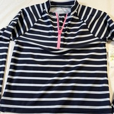 GAP Kids Girls Swimwear Long Sleeve Rash Guard Navy White L 10 Striped
