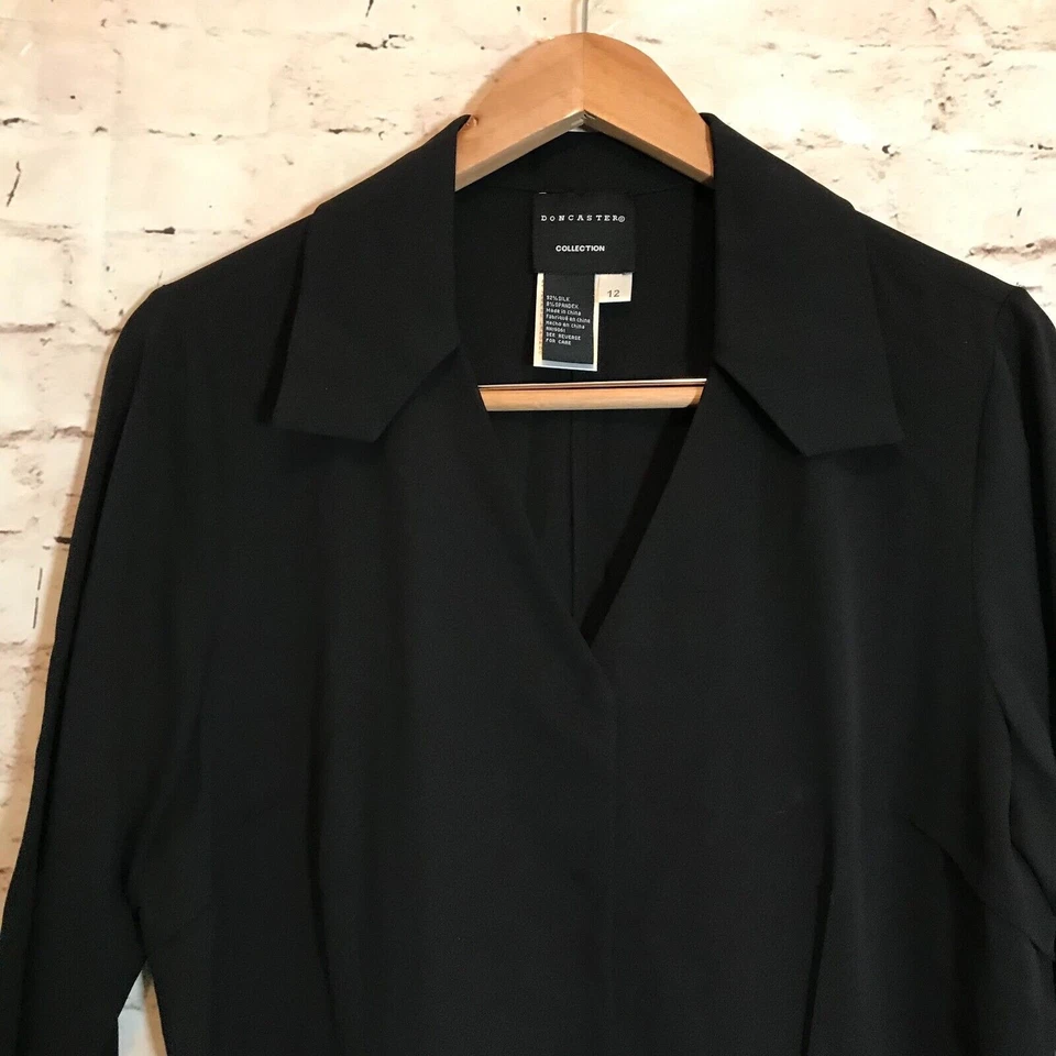 Top Doncaster Collection Mujer 12 Negro Seda Oculto Snap Up Lagenlook Largo Foto 4 de 4