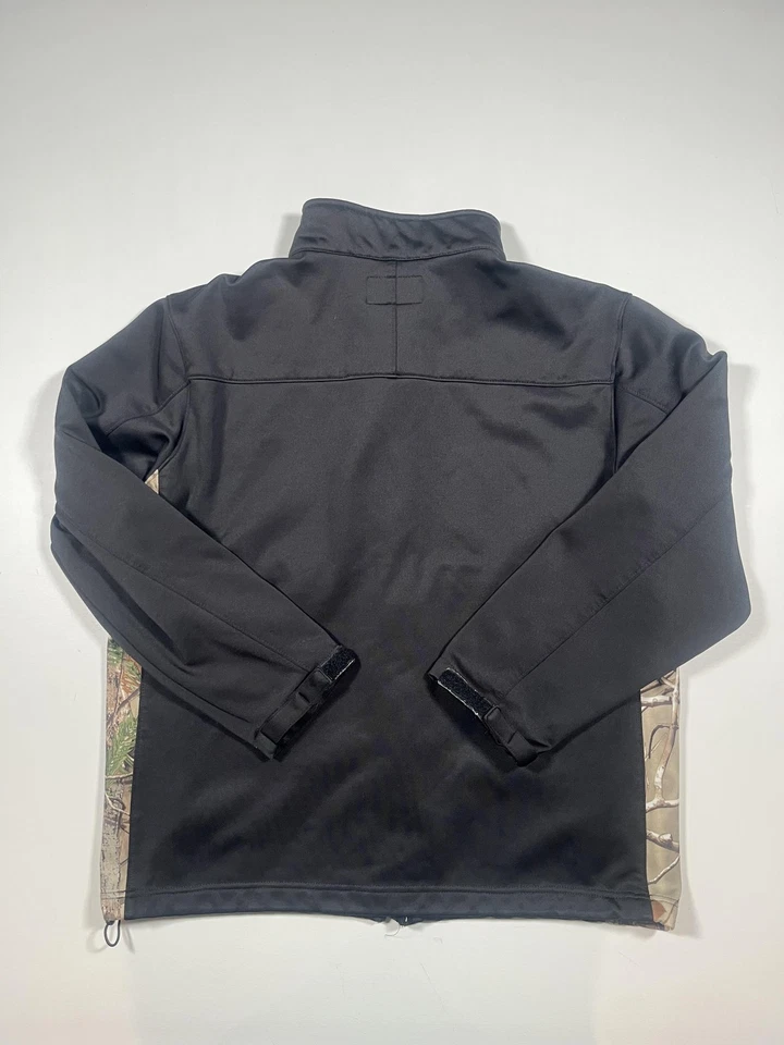 Chaqueta Realtree Para Hombre Grande Negra Camuflada Softshell Cremallera Completa Caza Pecho Bolsillo Foto 2 de 4