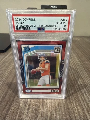 2024 Panini Donruss - Rated Rookie Bo Nix #369 Optic Preview Red Pandora Prizm