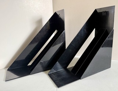 2 Heller 1970's Plastic LP Record Magazine Holders Giotto Stoppino Design Black