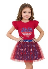 Girls 4th of July Outfit American Flag Skirts Set Toddler Independence Day Tu...
