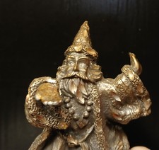 Figurine miniature vintage sorcier magicien gallo étain 3" sans boule de cristal