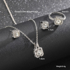 Luxury Zircon Crystal Bridal Jewelry Set for Women Necklace Earrings Ring