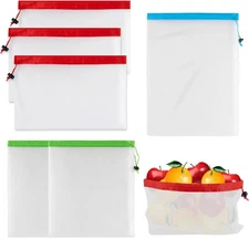 6pcs Reusable Produce Bags - Mesh Produce Bags Drawstring Reusable Washable Vege