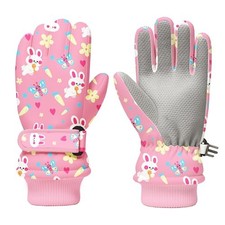 Kids Winter Snow Ski Gloves, Waterproof Cold Weather Insulated Small Pink