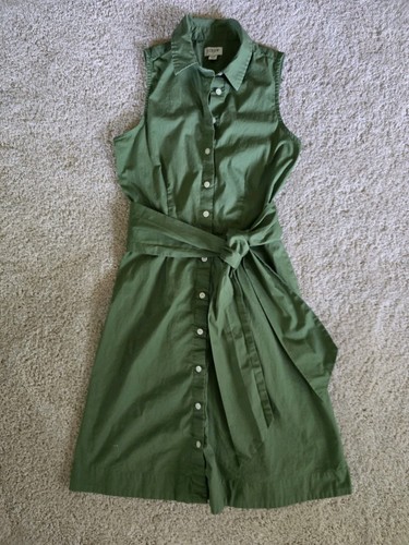J. Crew Womens Size 00 Green Belted Cotton Dress ,Sleeveless - Picture 4 of 9