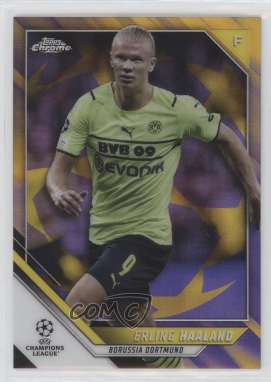 2021 Topps Chrome UCL Purple & Gold Starball Refractor Erling Haaland #200 1o2