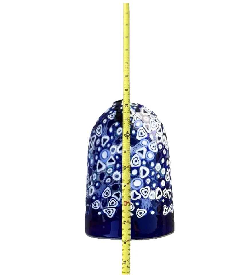 Lámpara colgante OGGETTI azul/blanco, Murano soplado en boca de ITALIA herrajes negros Foto 4 de 4