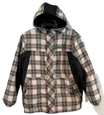 Pacific Trail Boys XL 18/20 Hooded Winter Jacket Plaid Fleece Lined Gray Green