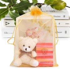 50 Pcs Large Organza Bags 8x12, Gold Small Mesh Gift Bag Drawstring