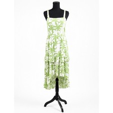 Trixxi Green Palm Print Tiered Maxi Dress Size M Tropical Ruffle Sundress