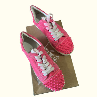 Christian Louboutin Vieira 2 Flat Spiked Sneakers Pink Suede Women s Size 37