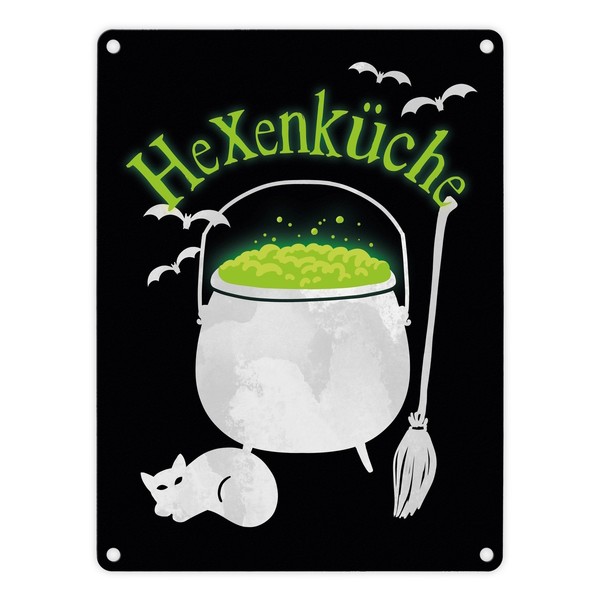 HexenküChe Metallschild XXL In 28X38 Cm Mit Hexenkessel FüR Halloween-image