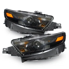 Black Trim Headlights For 2016-2019 Ford Taurus Halogen Projector Pair L+R Side