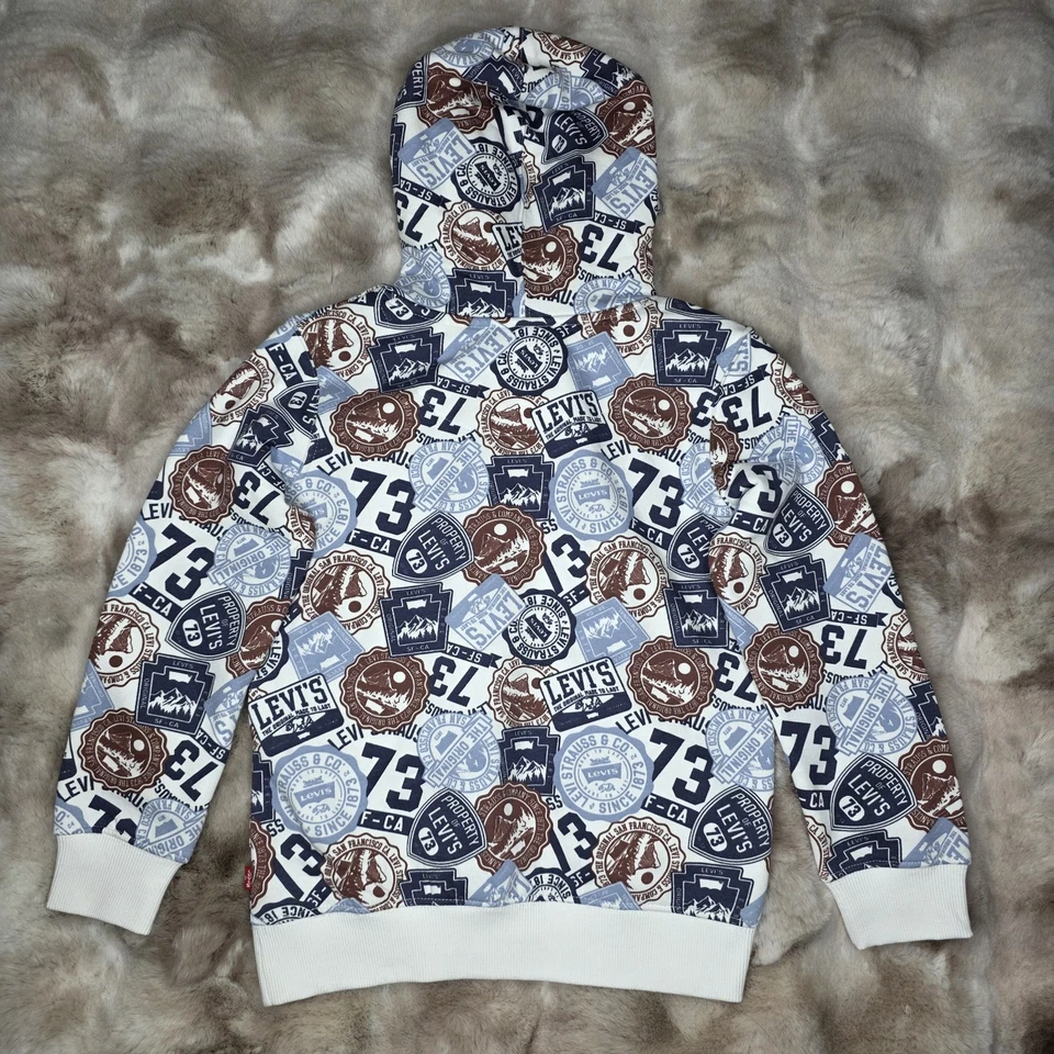 Levi's felpa manica lunga con cappuccio e jeans denim set 2 pezzi blu taglia 6 bambino nuovo con etichetta - Immagine 4 di 4