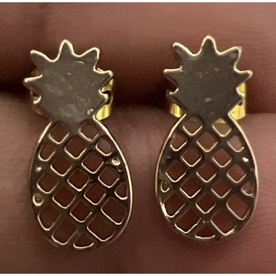 Mini Silver Gold Plated Yellow Pineapple Studs Earrings Topical Fruit