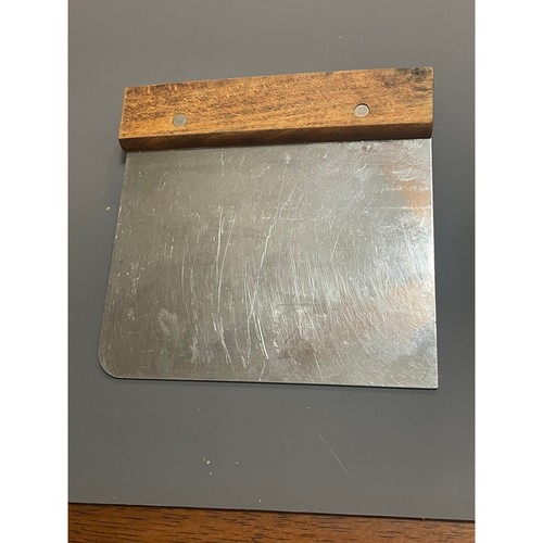 Vintage Stainless Steel Bench Scraper Dough Cutter with Wood Handle 6 Inch