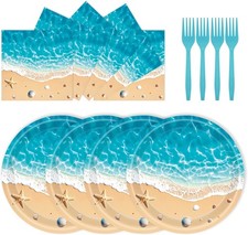 Disposable Beach Plates Napkins 72PCS Ocean Wave Hawaiian Party Tableware