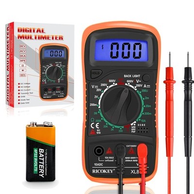Digital Multimeter Voltmeter Ohmmeter Batterietester AC/DC Messgerät LCD Hint...