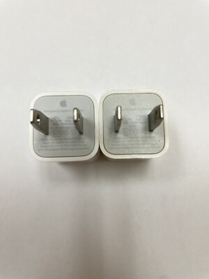 Lot of 2 Original Apple 5W USB Wall Charger Cube Power Adapter for iPhone White