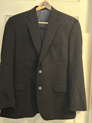 Calvin Klein Mens Suit Jacket Blazer Sz 42R Black 100% Wool Inner Pockets