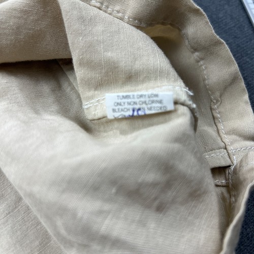 %100 Linen Tommy Hilfiger Shirt Mens Natural Tan Size XL (tiny flaw see pics) - Picture 7 of 15