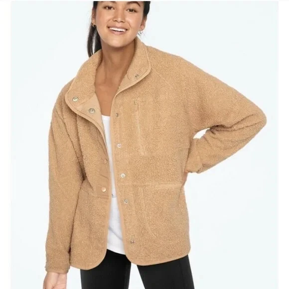 UNDERCOVER Giacca media Victoria's Secret ROSA marrone abbronzatura Teddy pile bottoni a pressione